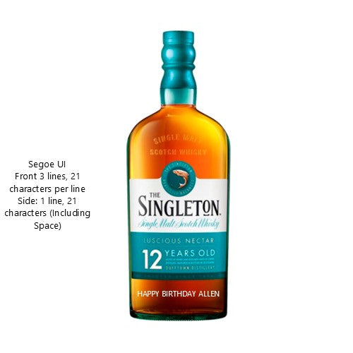The Singleton of Dufftown 12 Years 700ml Engraving