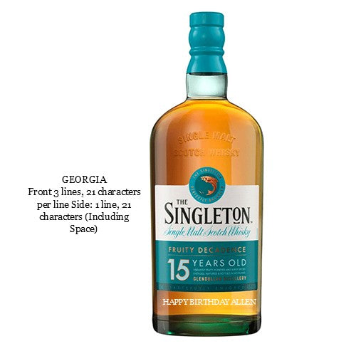 The Singleton of Dufftown 15 Years 700ml Engraving