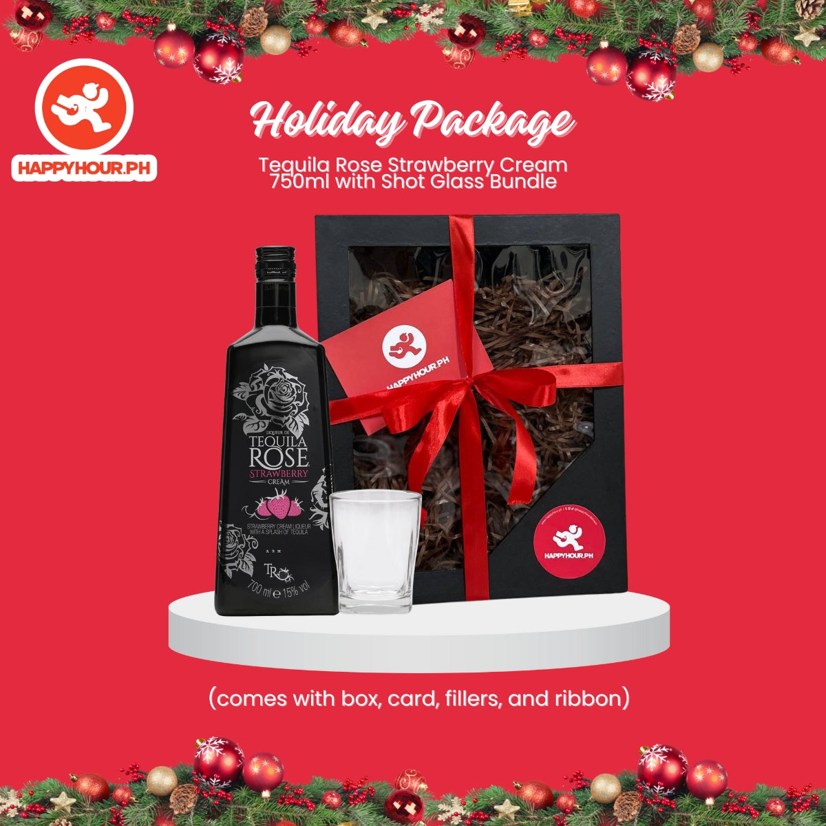Holiday Package # 12: Tequila Rose Strawberry Cream 750ml with Shot Glass Bundle