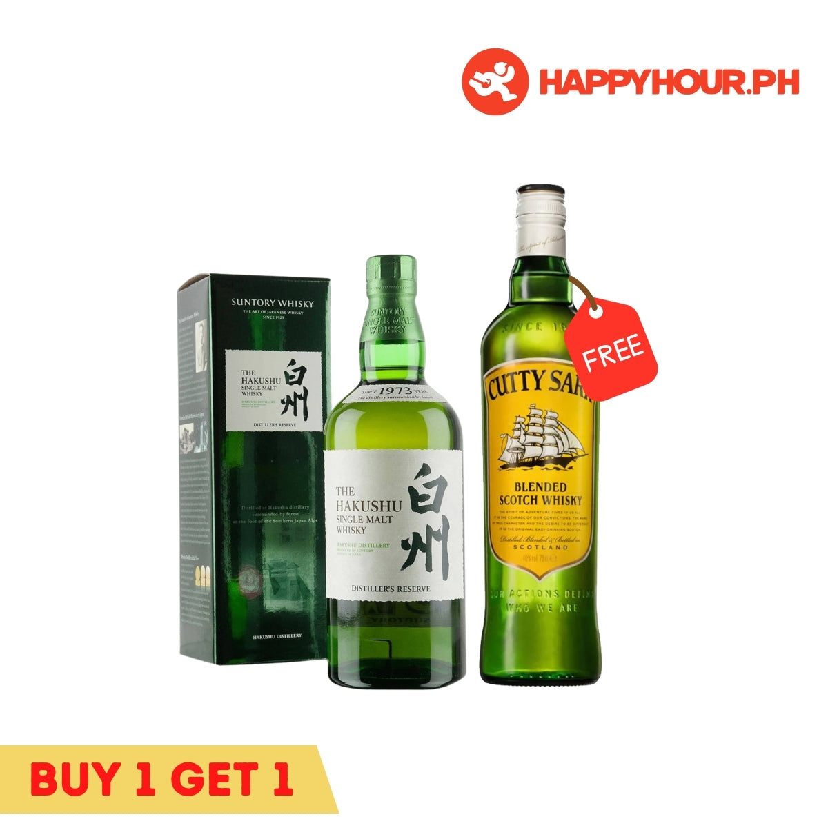 The Hakushu Single Malt Whisky 700ml & Cutty Sark Blended Scotch Whisky 700ml Bundle