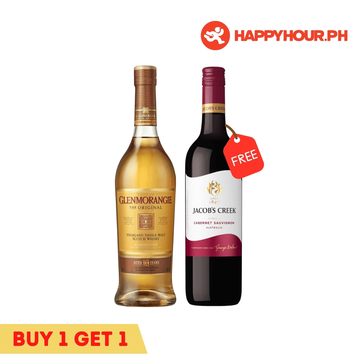Glenmorangie 10 Year Old Highland Single Malt Scotch Whisky & Jacob's Creek Classic Shiraz Cabernet 750ml Bundle