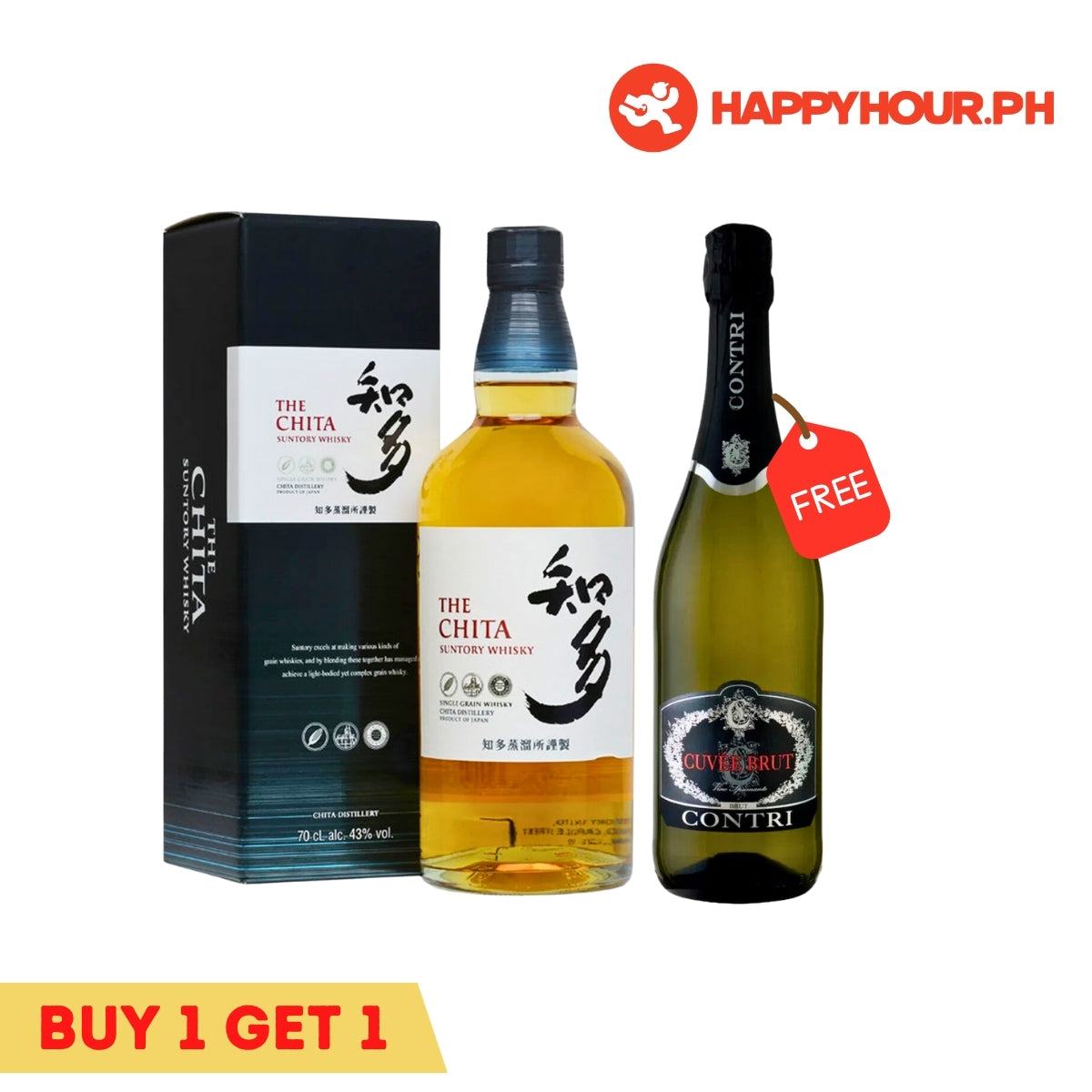 The Chita Single Grain Japanese Whisky 700ml & Contri Selection VS Cuvee Brut 750ml Bundle