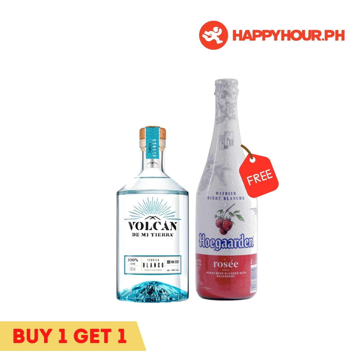 Volcan Blanco Tequila 700ml & Hoegaarden Rosee 650ml Bundle