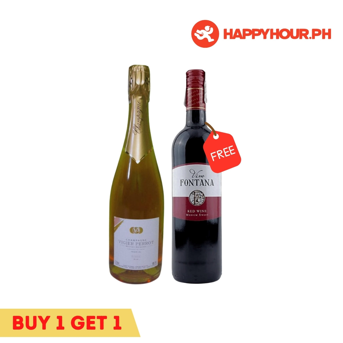 Vigier Perrot Blanc de Blancs Brut 750ml & Vino Fontana Red Wine Medium Sweet 750ml