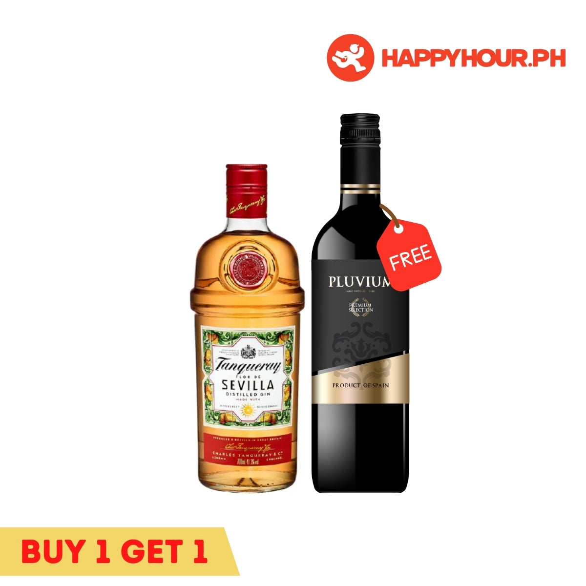 Tanqueray Flor De Sevilla 1L & Pluvium Tinto Bobal-Cabernet Sauvignon 750ml Bundle