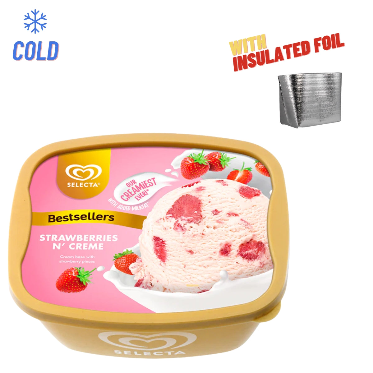 Selecta Supreme Strawberries N' Cream Ice Cream 1.3L