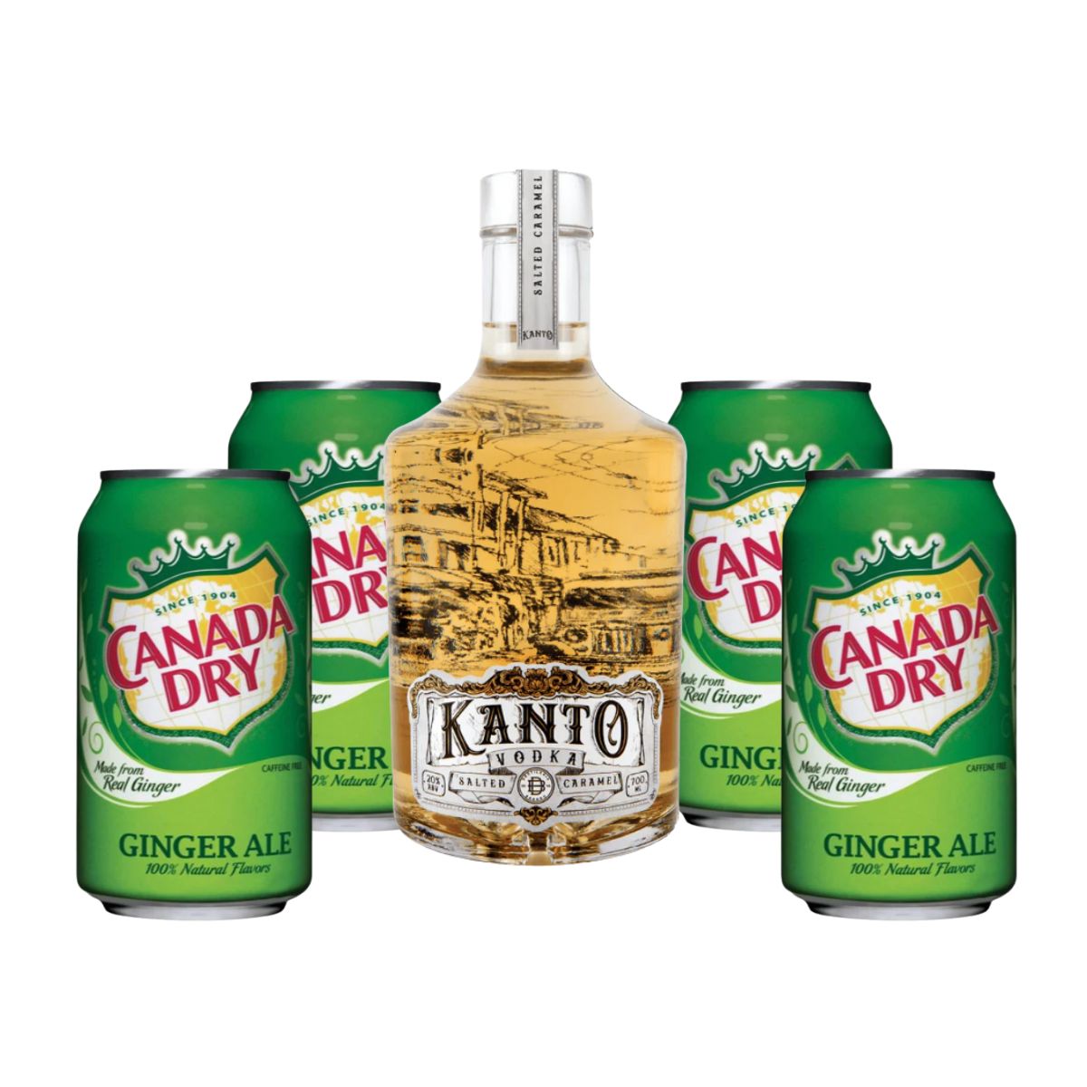 Kanto Vodka Salted Caramel 700ml with Canada Dry Gingle Ale 355ml 4-pack