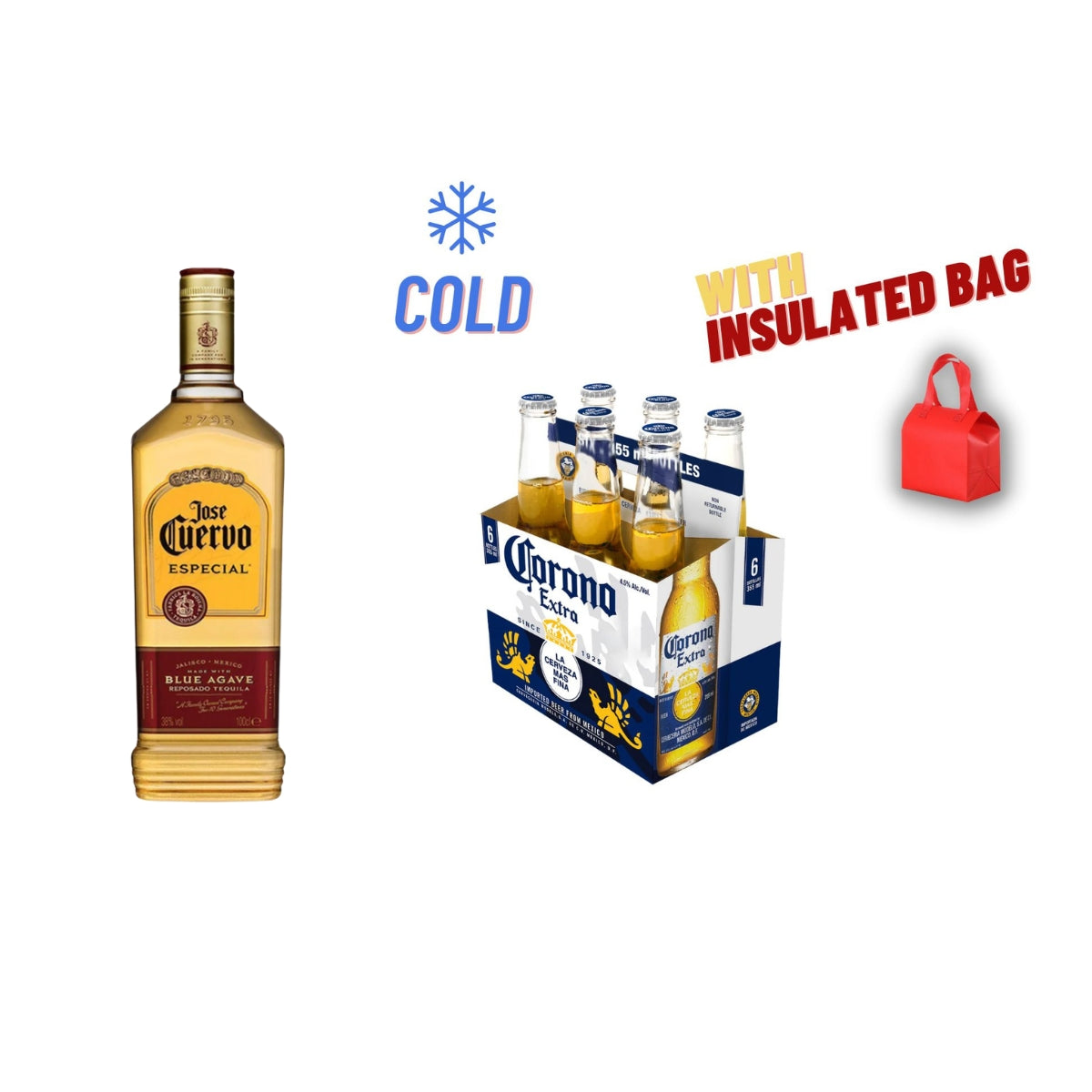 Jose Cuervo Especial Gold Tequila 700ml with Corona Extra Beer 330ml (❄️COLD)
