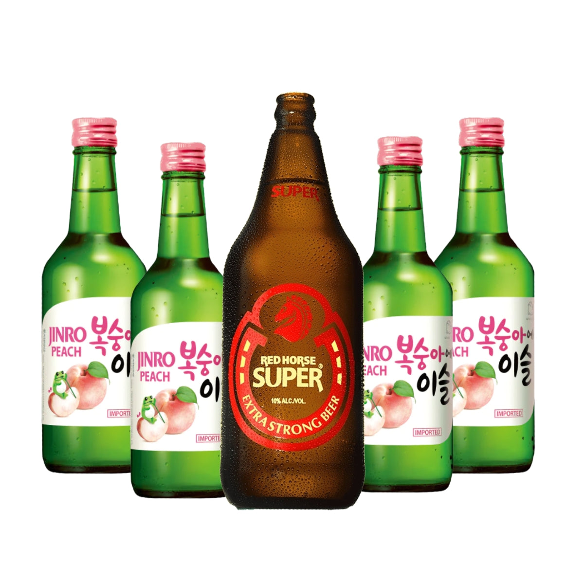 Red Horse Super Strong 1L with Jinro Peach Soju 360ml 4-pack