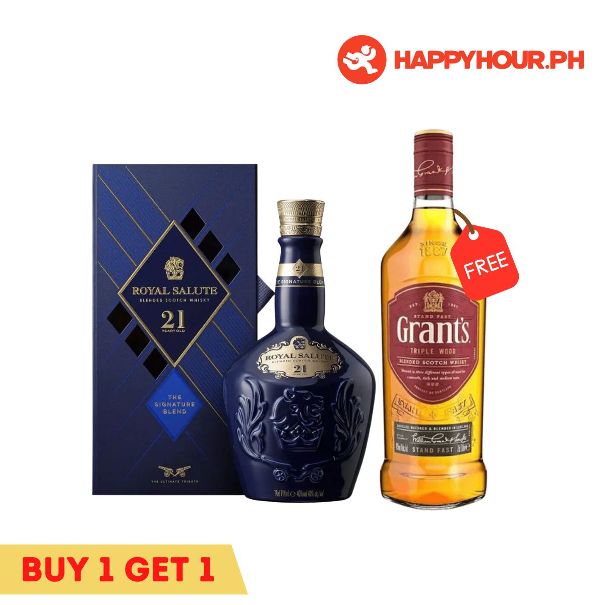 Royal Salute 21 Years Blended Scotch Whisky 700ml & Grants Blended Scotch Whisky 700ml Bundle