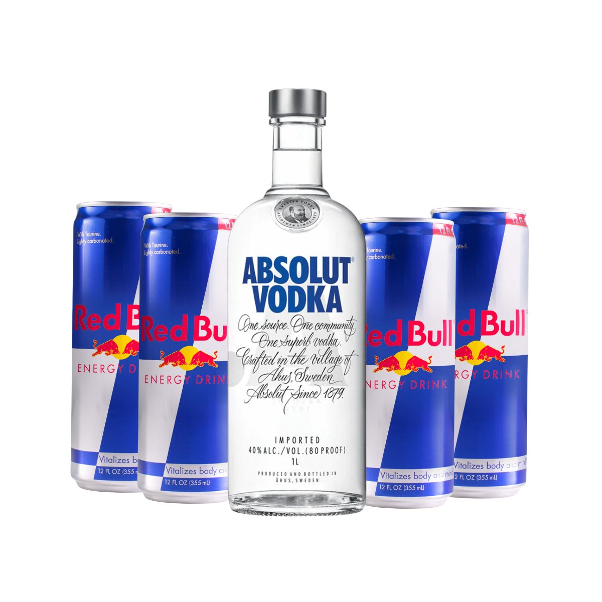 Absolut Blue Vodka 1L with Red bull in-can 250ml 4-pack - Happy Hour