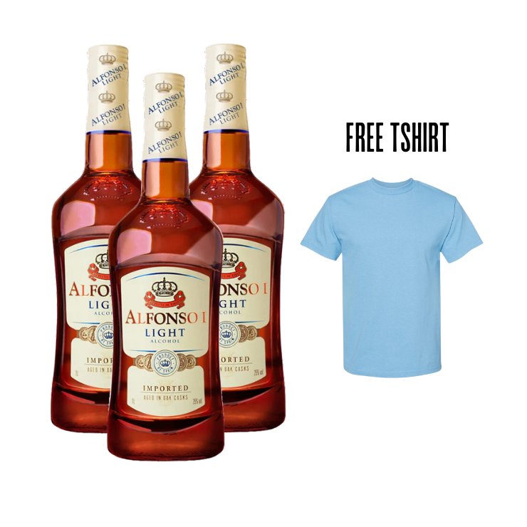 Alfonso Light 1L Tripack with Free Tshirt - Happy Hour