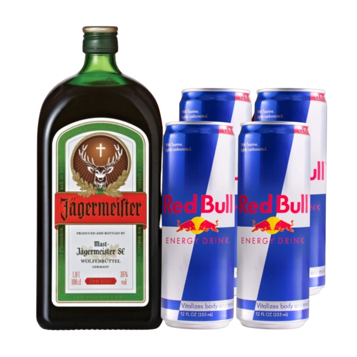 Jagermeister 1L + Red Bull in-can 250ml 4pcs