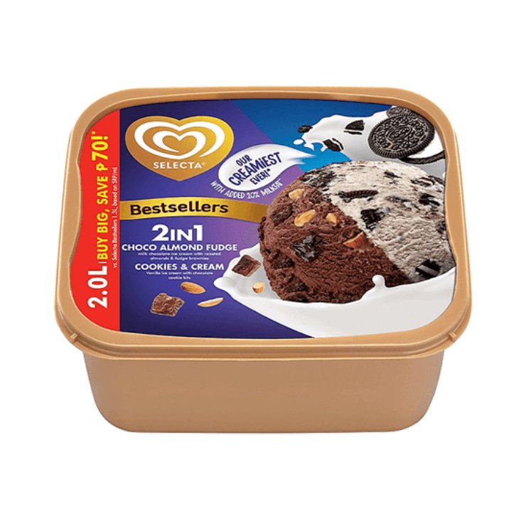 Selecta Choco Almond Fudge & Cookies and Cream - Happy Hour