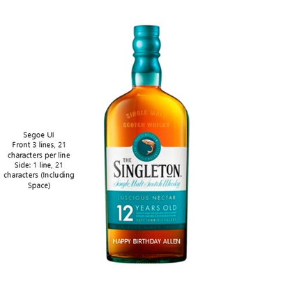 The Singleton of Dufftown 12 Years 700ml Engraving