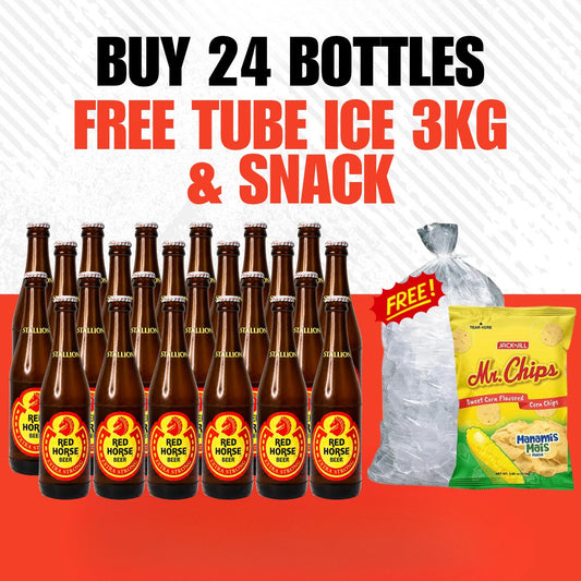Buy 24 Red Horse Stallion 330ml Bottles, Get FREE 3kg Tube Ice and Mr. Chips Manamis mais