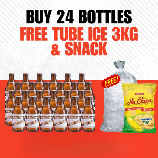 Buy 24 San Miguel Pale Pilsen 320ml Bottles, Get FREE 3kg Tube Ice and Mr. Chips Manamis mais