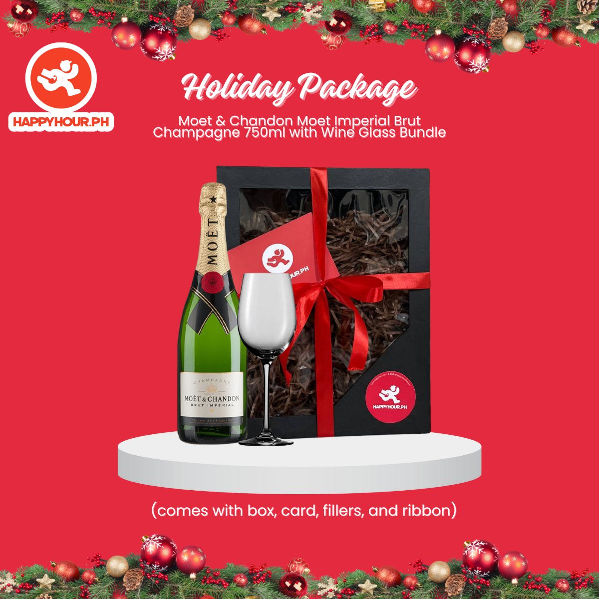 Holiday Package # 9: Moet & Chandon Moet Imperial Brut Champagne 750ml with Wine Glass Bundle