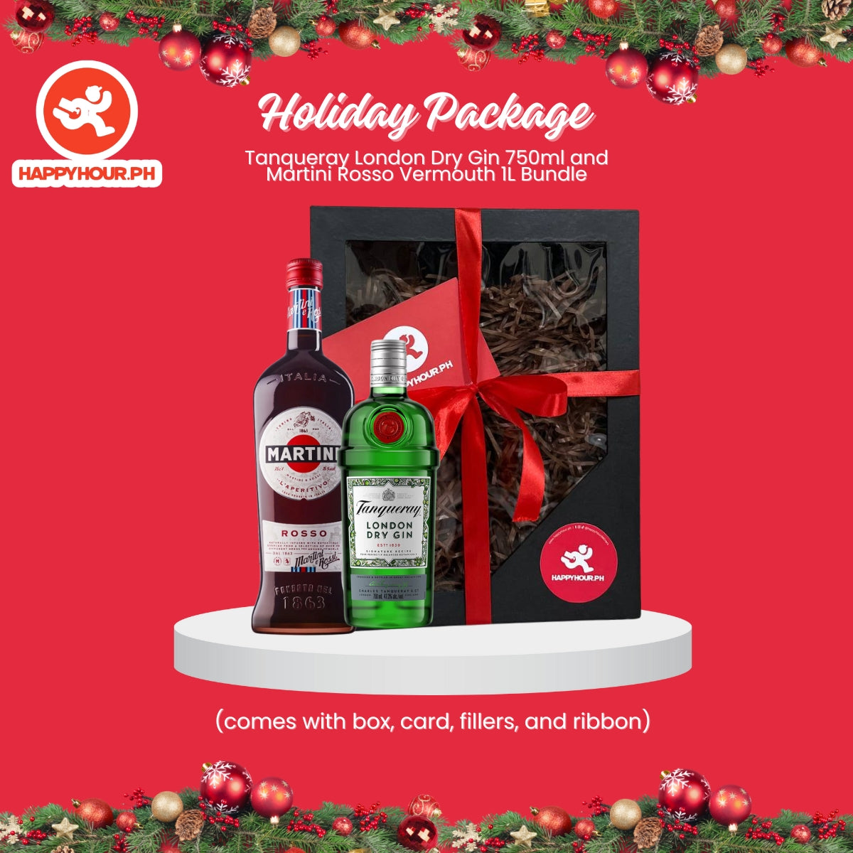 Holiday Package # 11: Tanqueray London Dry Gin 750ml and Martini Rosso Vermouth 1L Bundle
