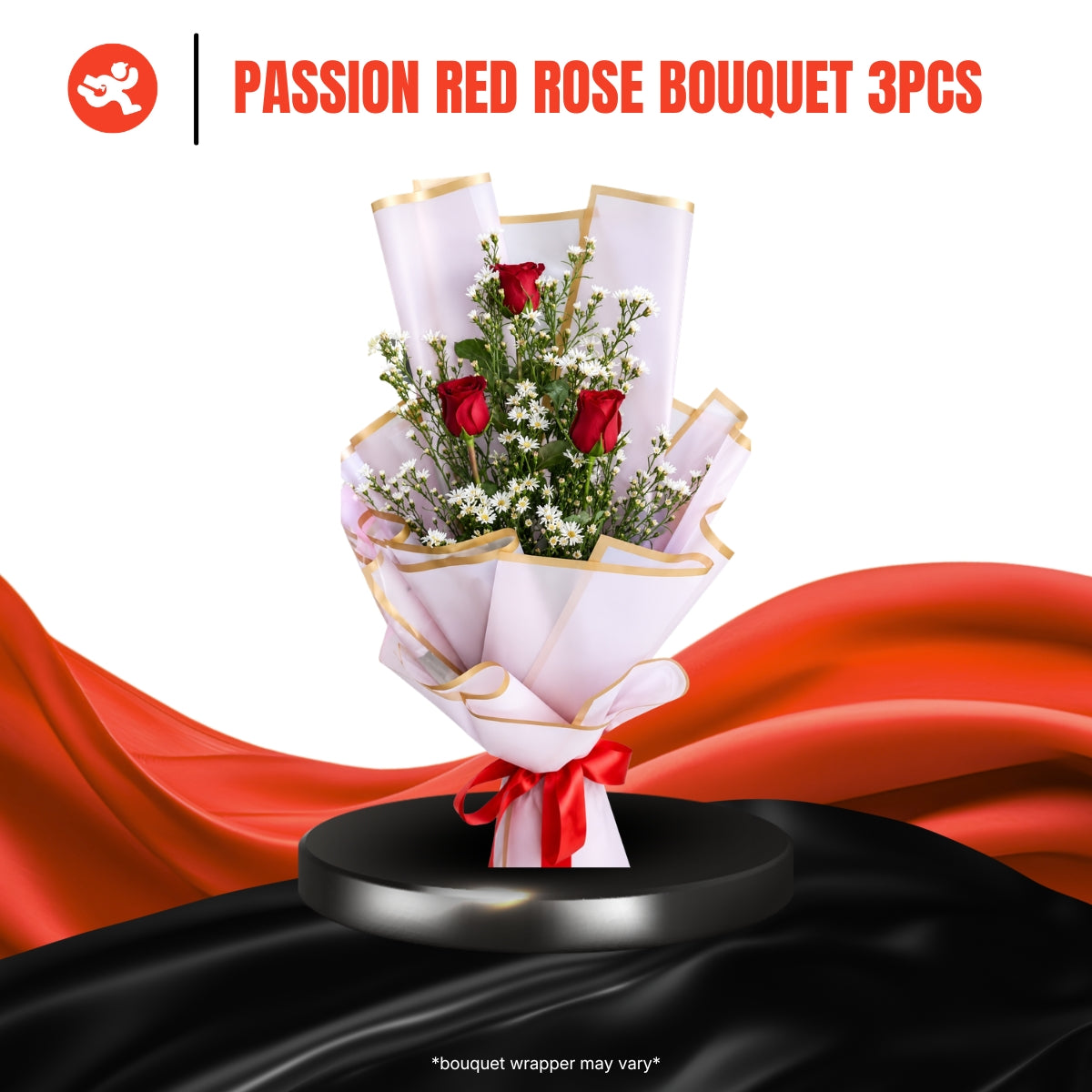 Passion Red Rose Bouquet (3 Stems)
