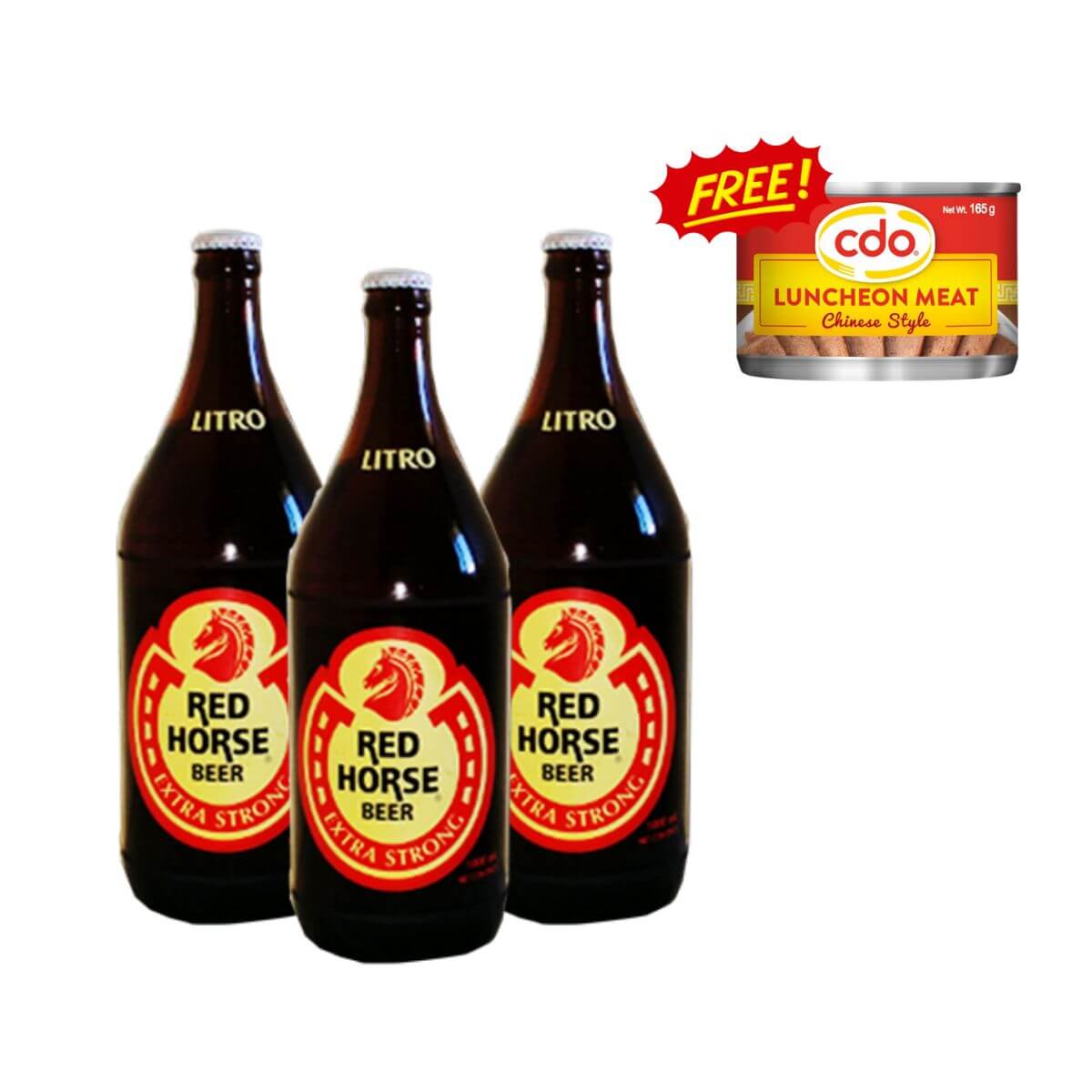 Buy 3 Redhorse 1L get free CDO Luncheon Meat 350g Happyhour.ph Great