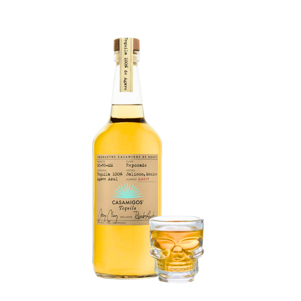 Casamigos Reposado Tequila 700ml with Skull Glass