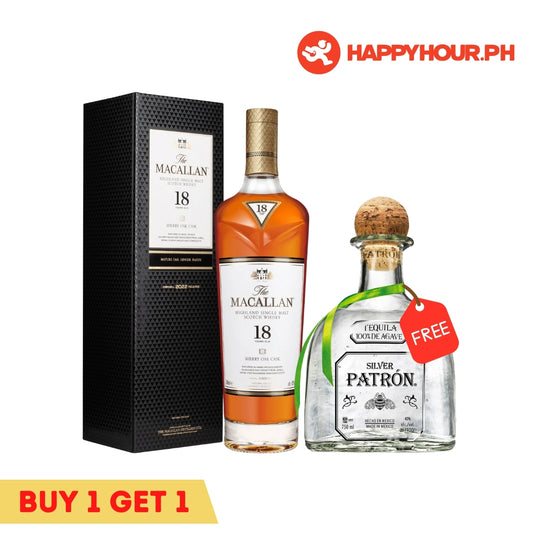 The Macallan 18 Years Old Sherry Oak Cask Annual 2020 Release & Patron Silver Tequila 750ml Bundle