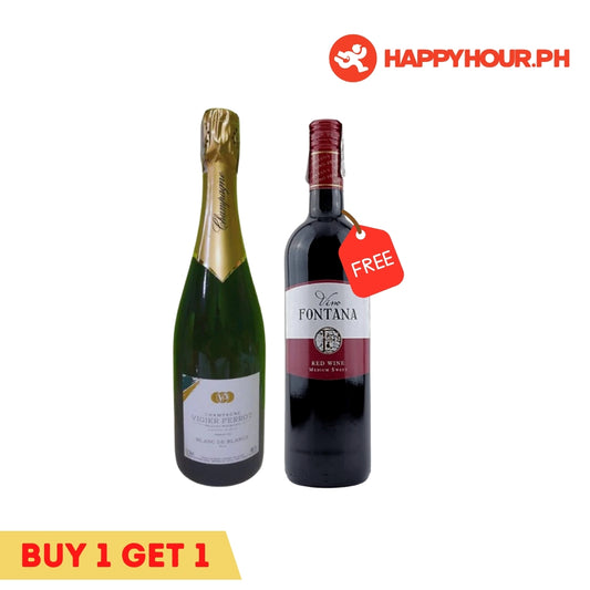 Vigier Perrot Champagne Rose Brut 750ml & Vino Fontana Red Wine Medium Sweet 750ml Bundle