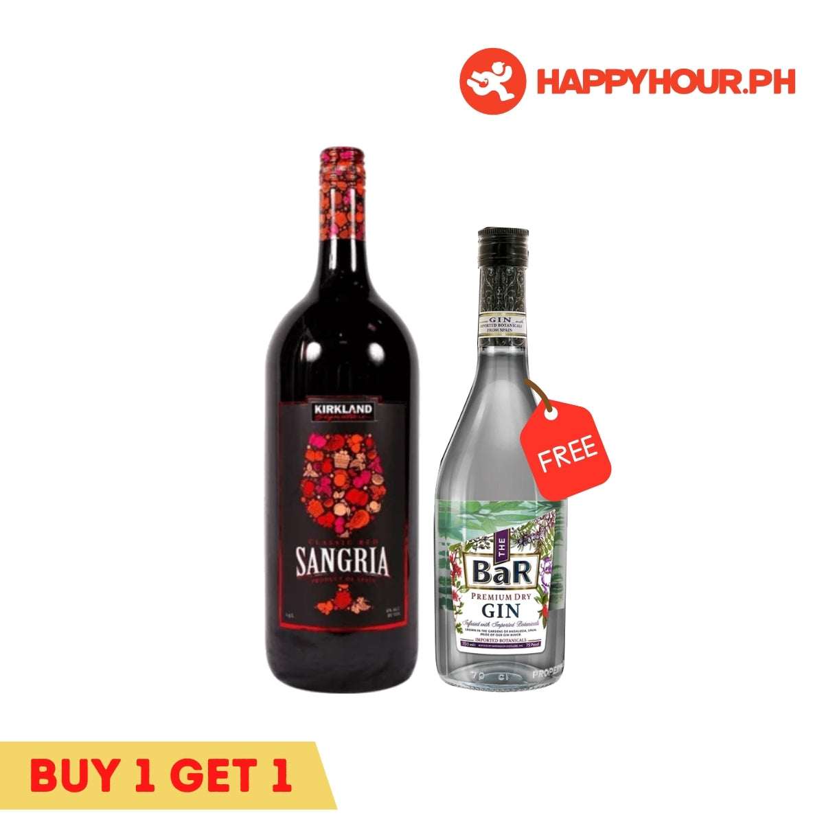 Kirkland Signature Red Sangria Wine 1.5L & The Bar Premium Dry Gin 700ml Bundle