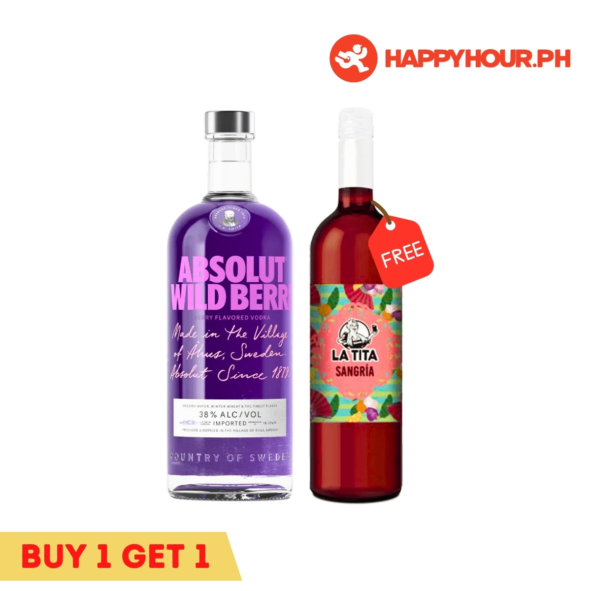 Absolut Wild Berri Vodka 1L & La tita Sangria Red 750ml Bundle