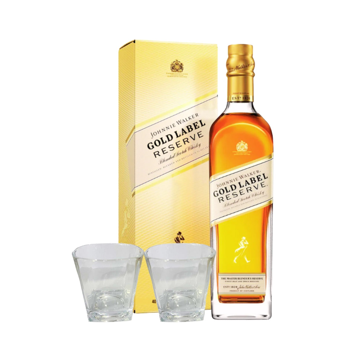 Johnnie Walker Gold Label 1L with Whisky Glass 2pcs