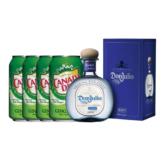 Don Julio Blanco Tequila 750ml with Canada Dry Gingle Ale 355ml 4-pack