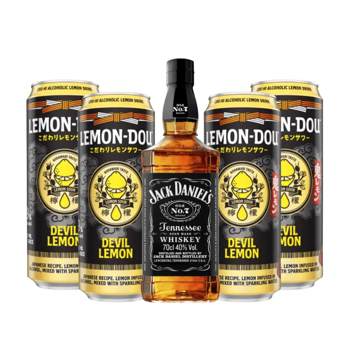 Jack Daniel's Tennessee Whiskey 700ml with Lemon-Dou Devil Lemon 4-pack