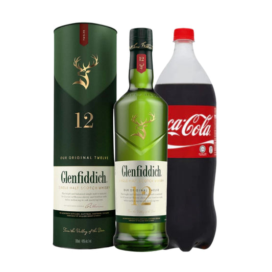 Glenfiddich 12 Year Old Single Malt Whisky 700ml with Coke Regular 1.5L