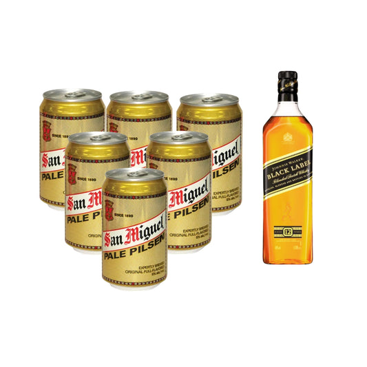 San Miguel Pale Pilsen in-can 330ml 6-pack with JW Black Label 700ml