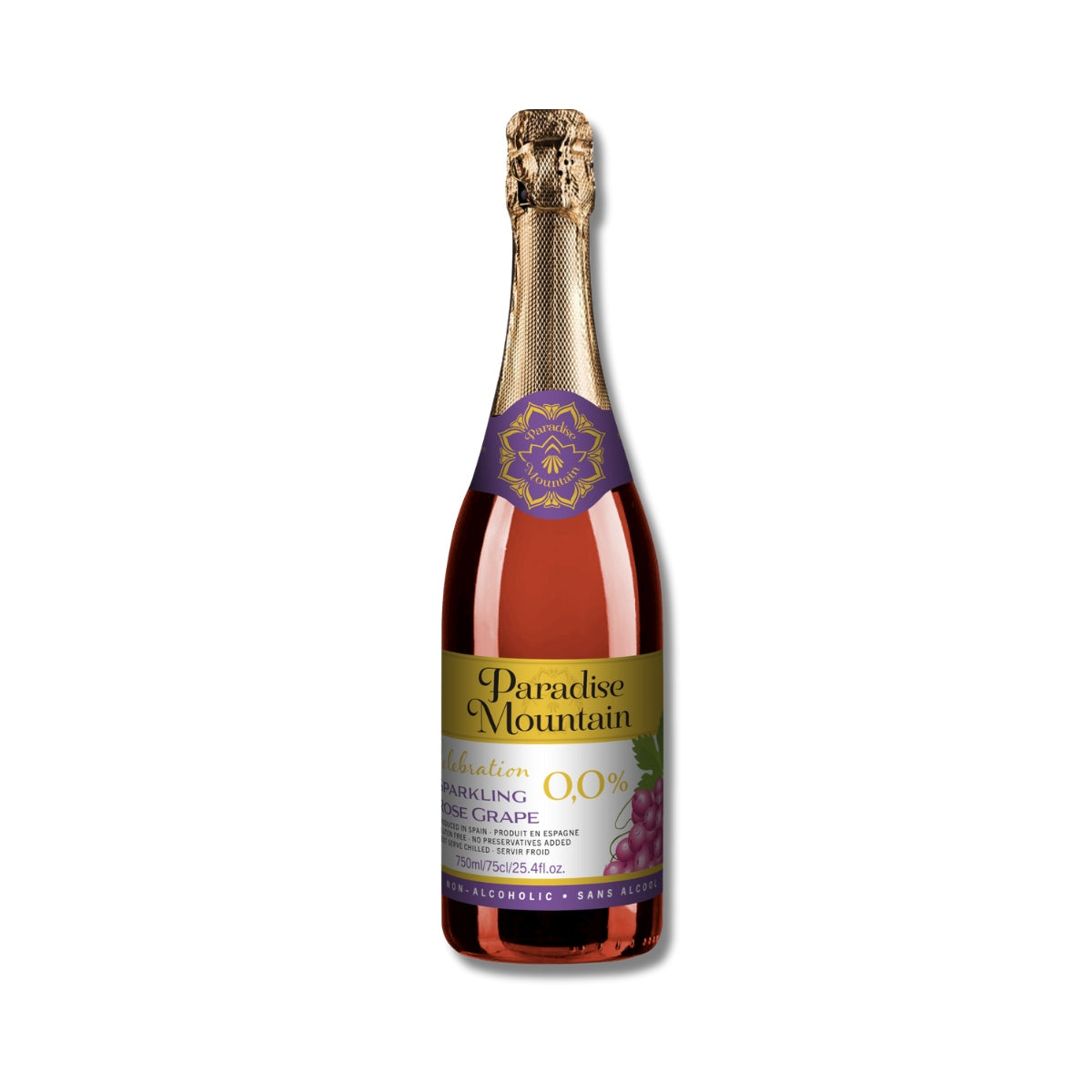 Alcohol-free sparkling pink grape drink