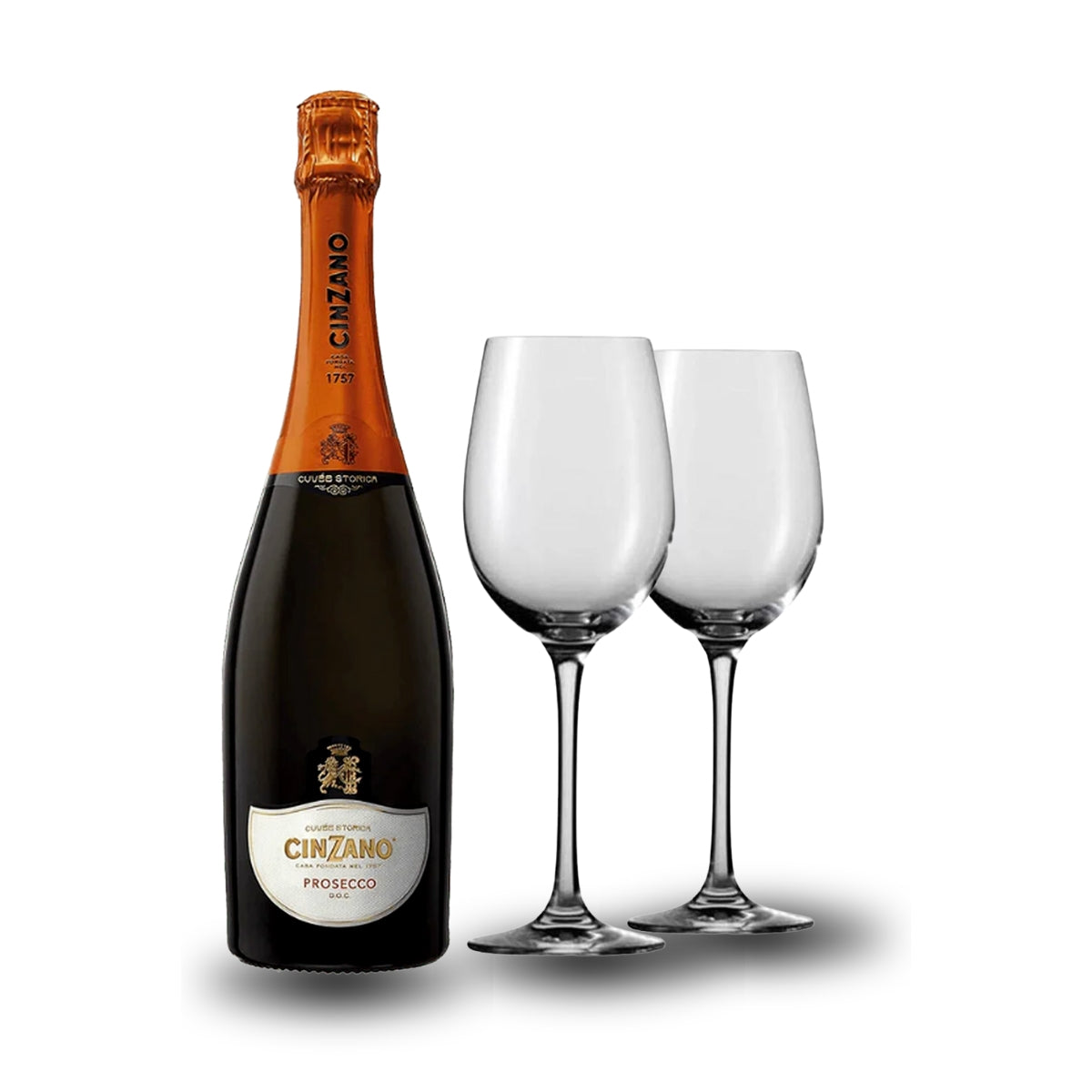 Cinzano Prosecco Sparkling Wine 750ml with Wine Glass Set