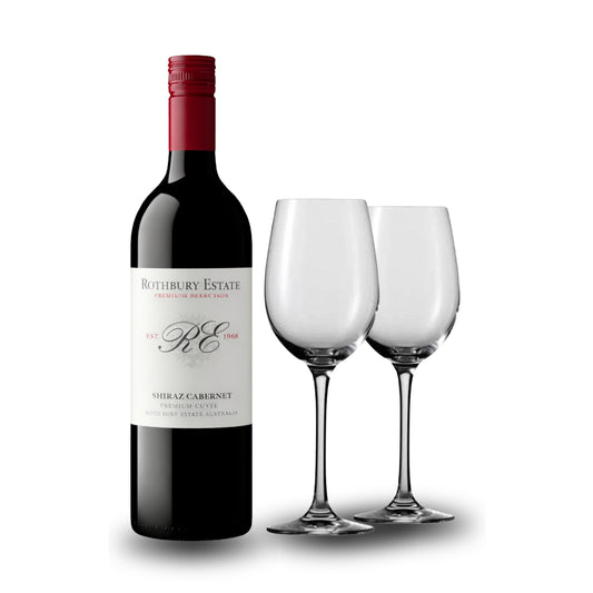 Rothbury Estate Shiraz Cabernet 750ml with Wine Glass Set