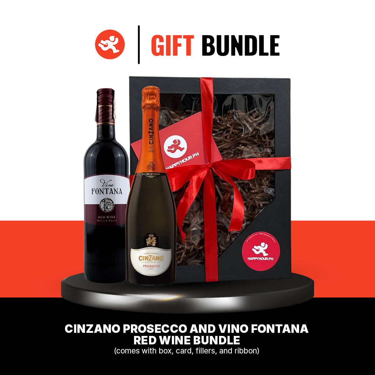 Gift Bundle # 3: Cinzano Prosecco and Vino Fontana Red Wine Bundle