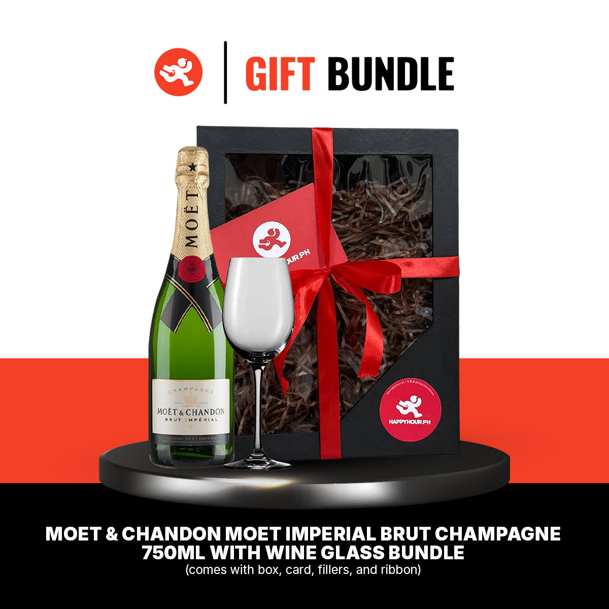 Gift Bundle # 9: Moet & Chandon Moet Imperial Brut Champagne 750ml with Wine Glass Bundle
