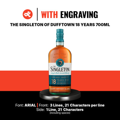 The Singleton of Dufftown 18 Years 700ml Engraving