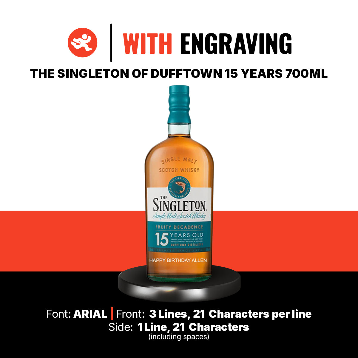 The Singleton of Dufftown 15 Years 700ml Engraving