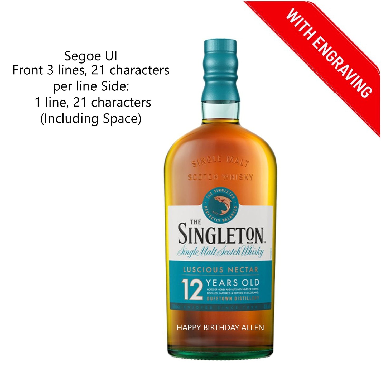 The Singleton of Dufftown 12 Years 700ml Engraving