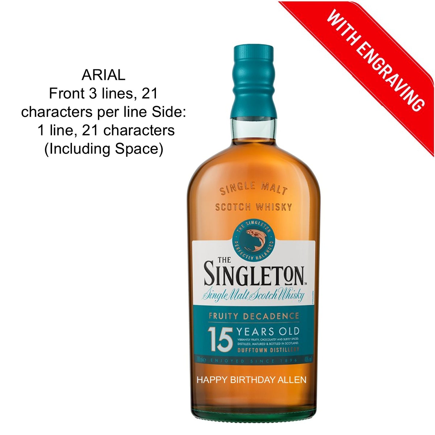 The Singleton of Dufftown 15 Years 700ml Engraving