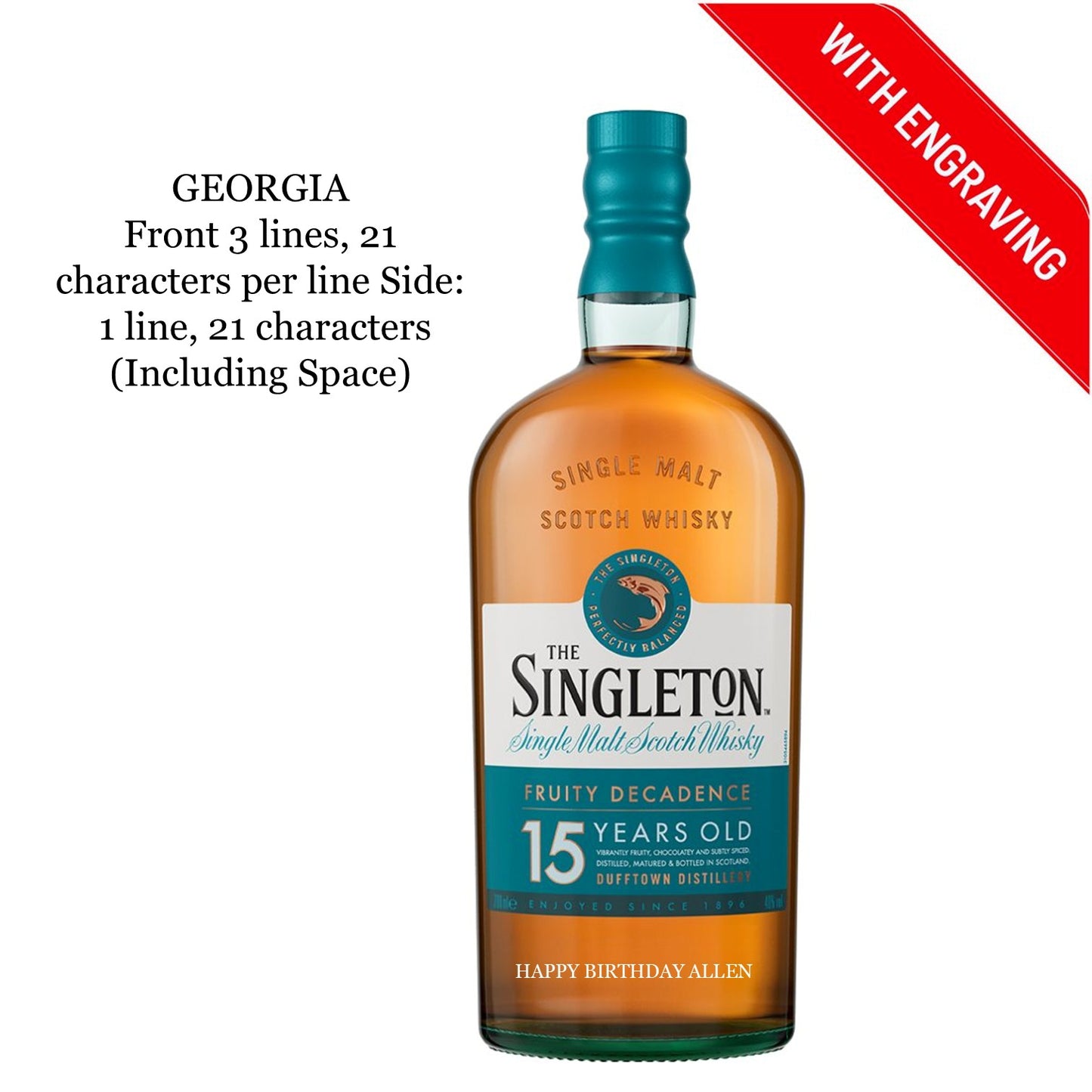 The Singleton of Dufftown 15 Years 700ml Engraving
