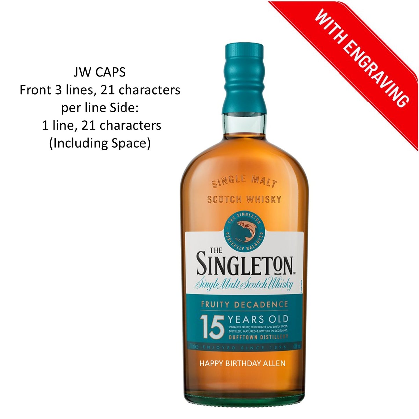 The Singleton of Dufftown 15 Years 700ml Engraving