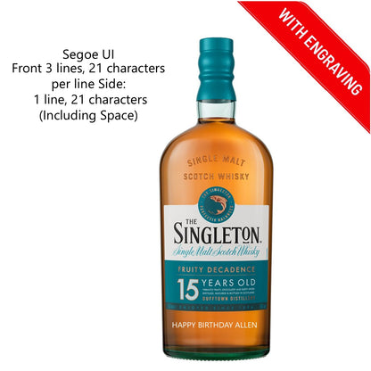 The Singleton of Dufftown 15 Years 700ml Engraving