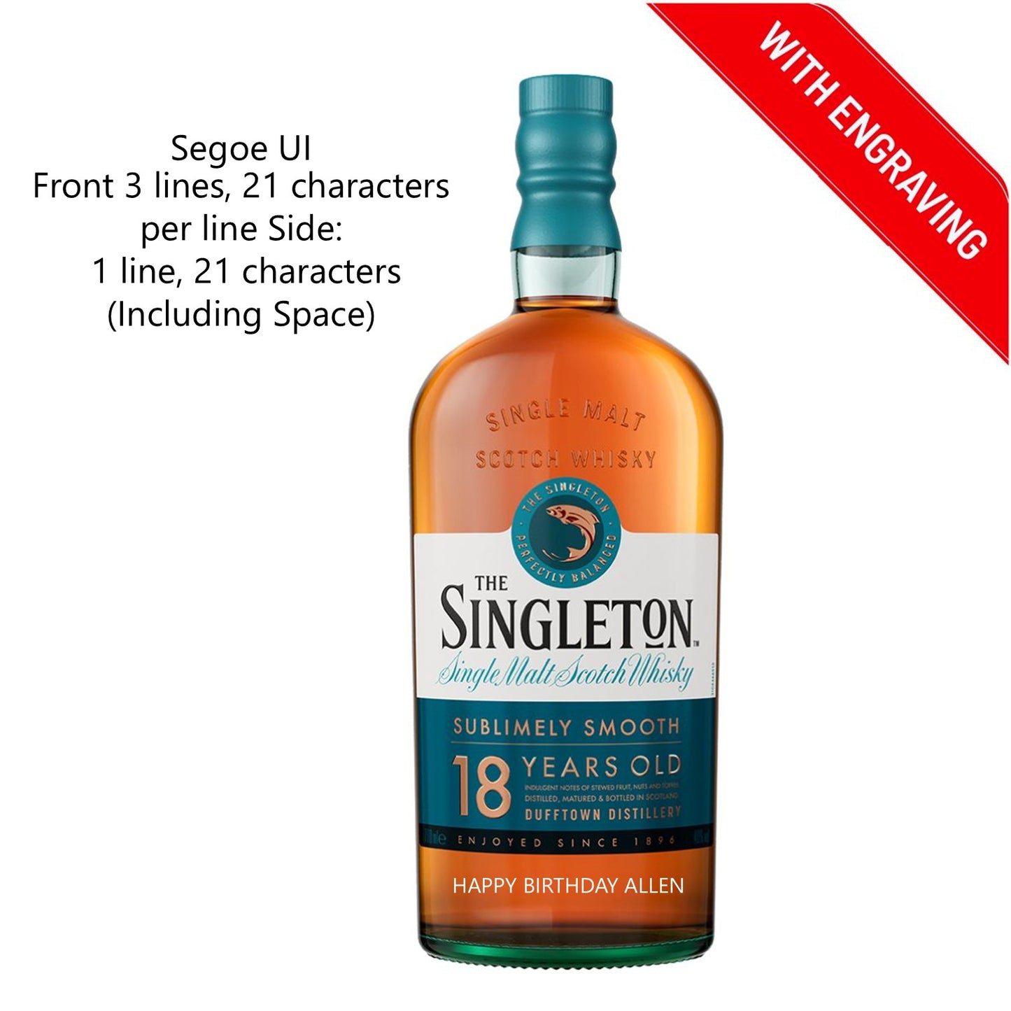 The Singleton of Dufftown 18 Years 700ml Engraving