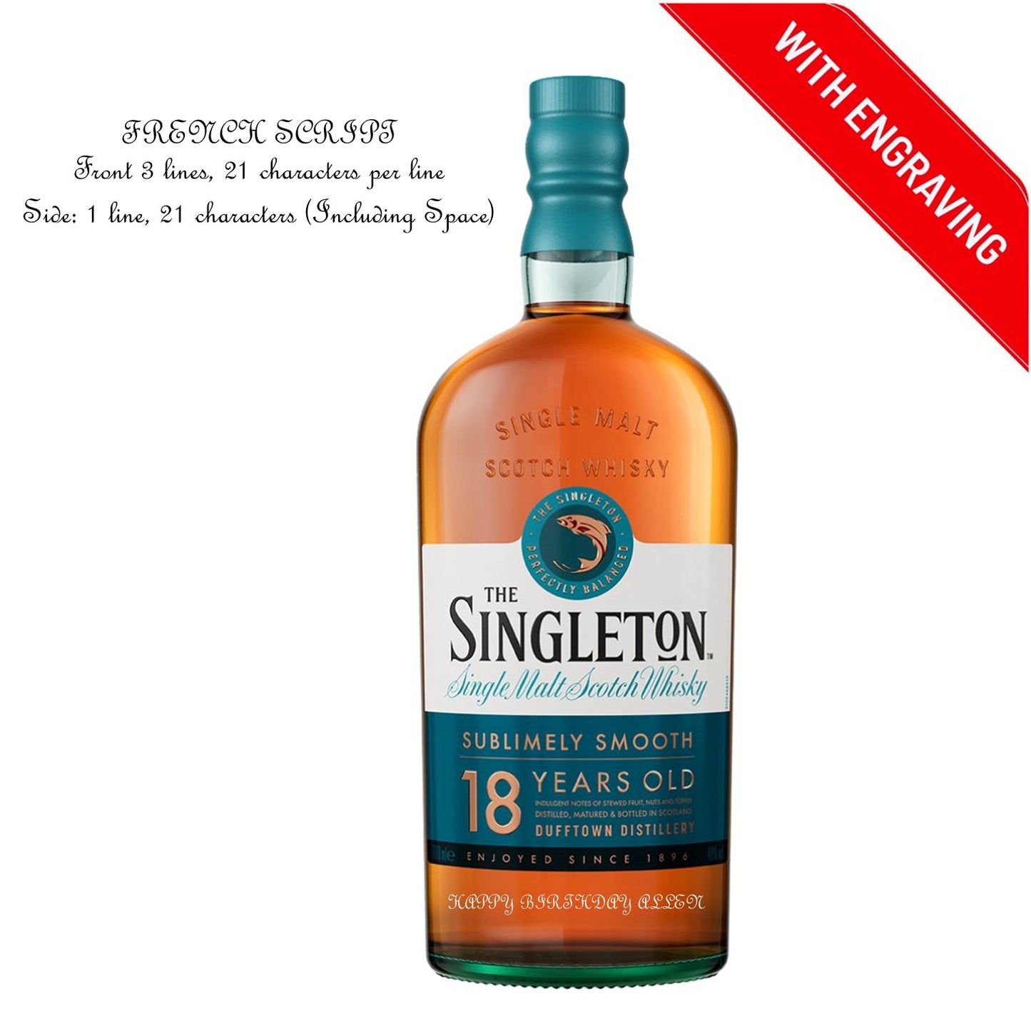 The Singleton of Dufftown 18 Years 700ml Engraving