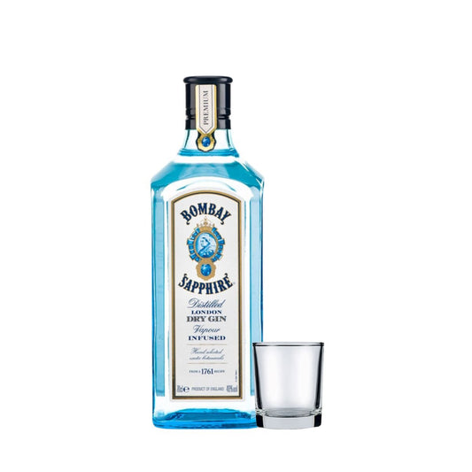 Bombay Sapphire Gin 750ml + shot glass - Happy Hour